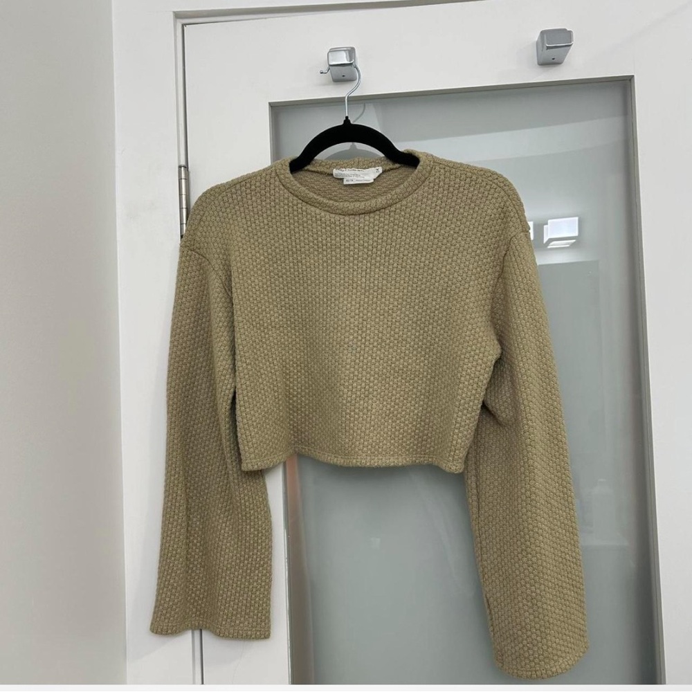 Urban Outfitters Olive Green Textured Cropped Sweater